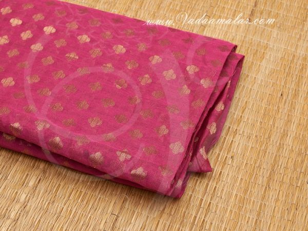 Pink With Gold Colour Banaras Brocade Fabric - 1 meter