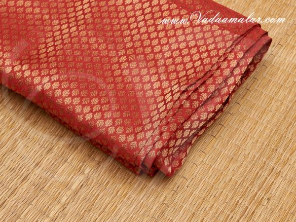 Red With Gold Colour Banaras Brocade Fabric