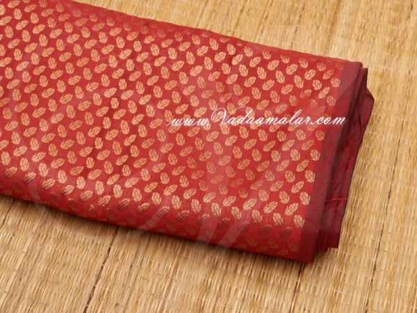 Red with Gold Colour Design Brocade Fabric