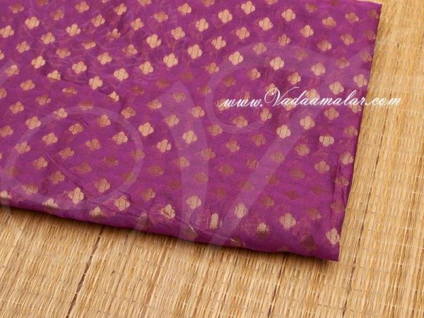 Purple With Gold Colour Banaras Brocade Fabric Material Online