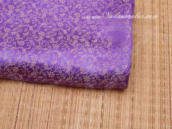 Purple With Gold  Design Brocade Fabric  Buy Online Now