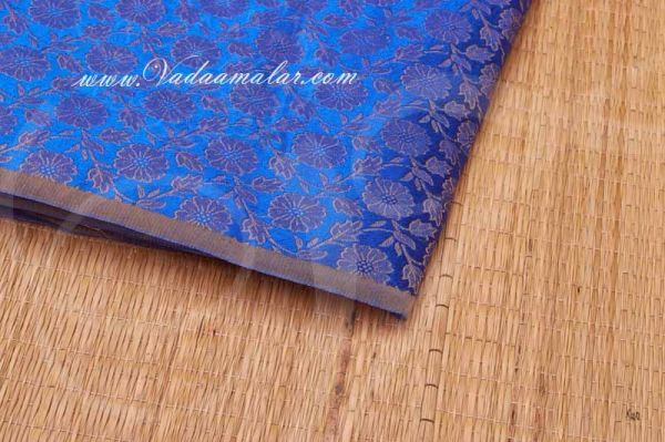 Blue Fabric with Gold  Design Brocade Material Buy Online Now