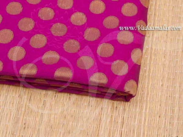 Pink Colour with Gold Dot Design Brocade Fabric 