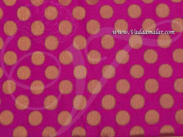 Pink Colour with Gold Dot Design Brocade Fabric 