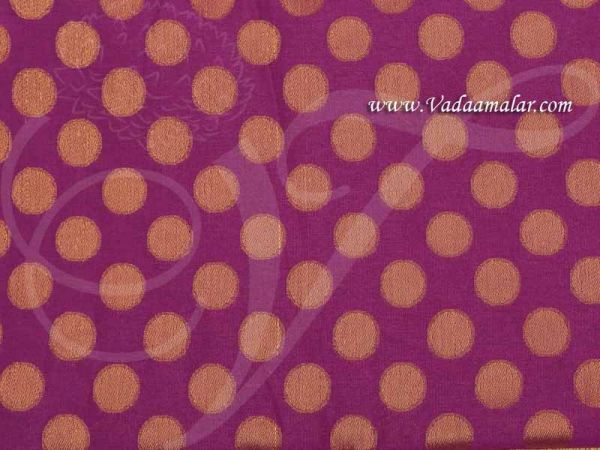 Purple Colour with Gold Dot Design Brocade Fabric 