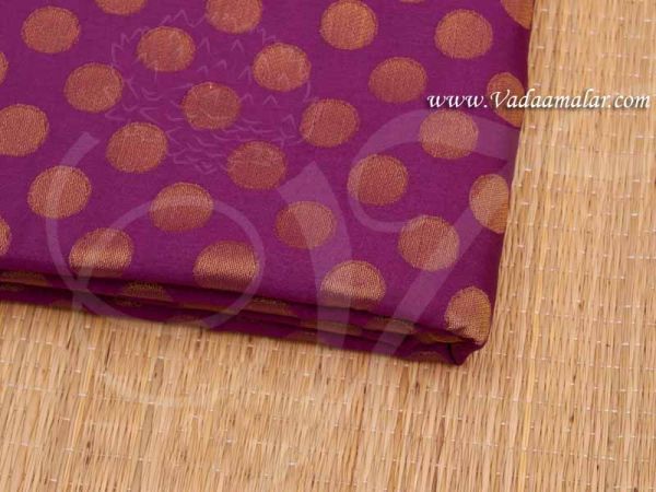 Purple Colour with Gold Dot Design Brocade Fabric 