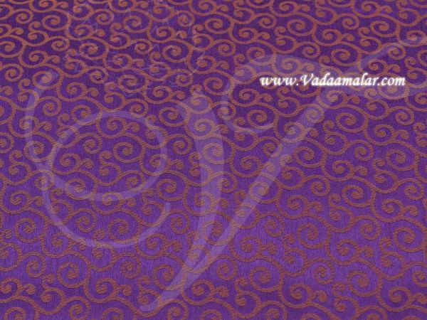 Purple Colour with Gold Flower Design Brocade Fabric 