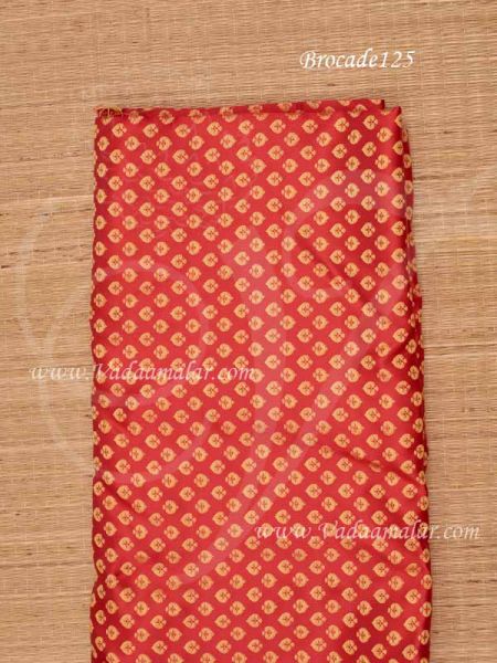Brocade Fabric Red Colour With Gold Design Material