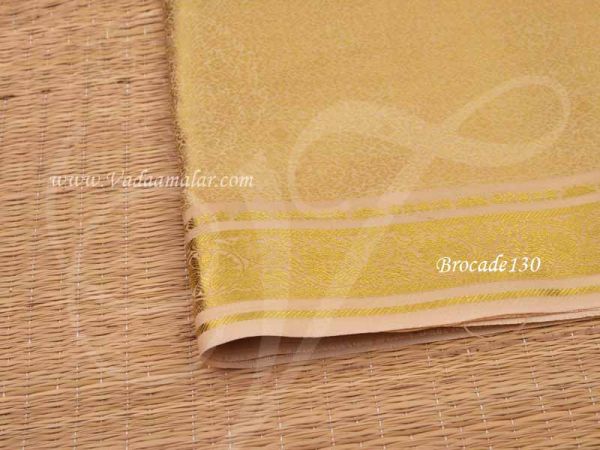 Cream With Gold Jacquard Poly Cotton Fabric Material - 1 meter