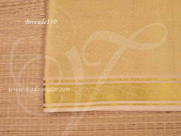 Cream With Gold Jacquard Poly Cotton Fabric Material - 1 meter