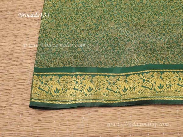 Dark Green and Gold Jacquard Poly Cotton Fabric Material
