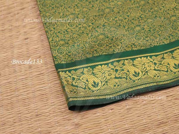 Dark Green and Gold Jacquard Poly Cotton Fabric Material