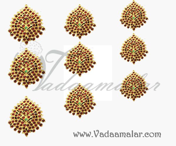 9 pieces Jada Billa Braid Kemp Stones Hair Temple Jada Jadai Jewelry Indian Bridal Set