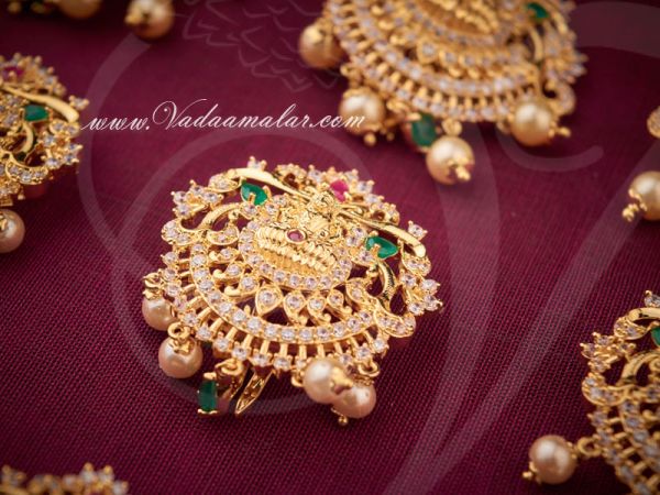 Hair Choti with False and Pranda Ruby Emerald Stones Billai jewelry for bridal decoration