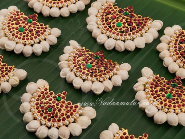 Red and Green Kemp Stones Hair Jadai Billai Braid Indian Jewelry Bridal Ornaments