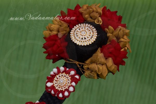 Indian bridal jadai design rose petal Veni false hair Jewellery set decoration Buy Now