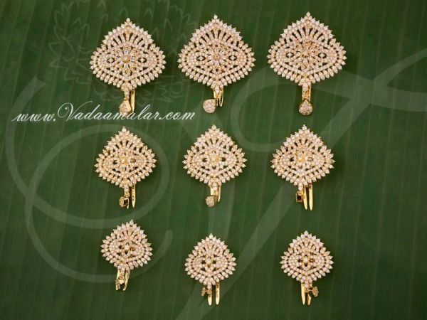 Gold plated billai with American Diamond Stones studded, 9 piece set buy now