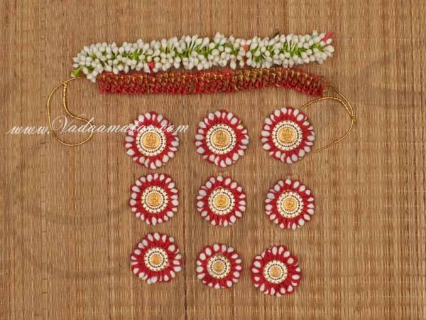 Gold Billai Braid Red Flower Jasmine South Indian Bridal for Jada billalu Style Buy Online