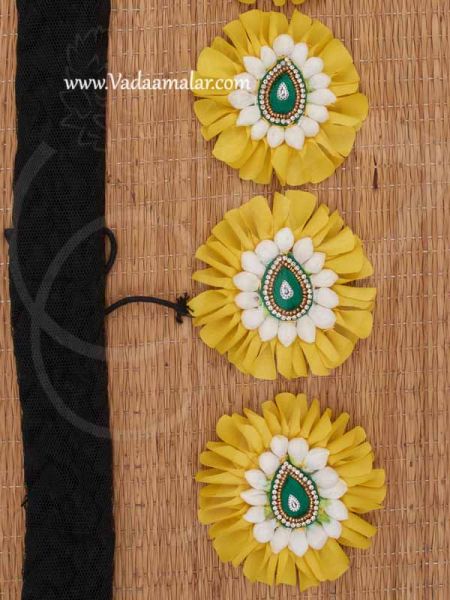 Jada Billai Yellow Artificial Jasmine Flowers For Bridal Hair Accessories 30