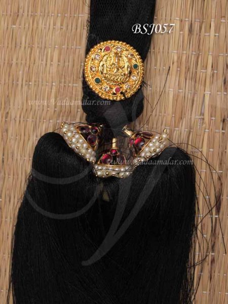 15 Inches Lakshmi Design Hair Choti with False and  Kemp Kunjalam Jewellery for Bridal Decoration