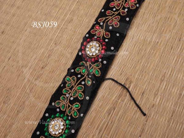 Jada with Embroidery Billai Billalu Indian Bridal Decoration for Hair 33 Inches 
