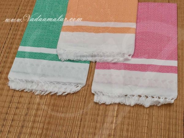 3 Pieces Pure Cotton bath Towel Traditional Towels Thundu India Buy Now