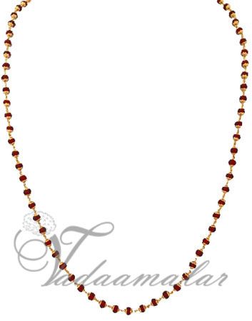 Elegant gold plated chains traditional India red crystal  long chain.
