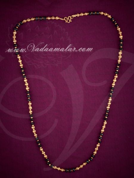 Black crystal beads traditional India long chain