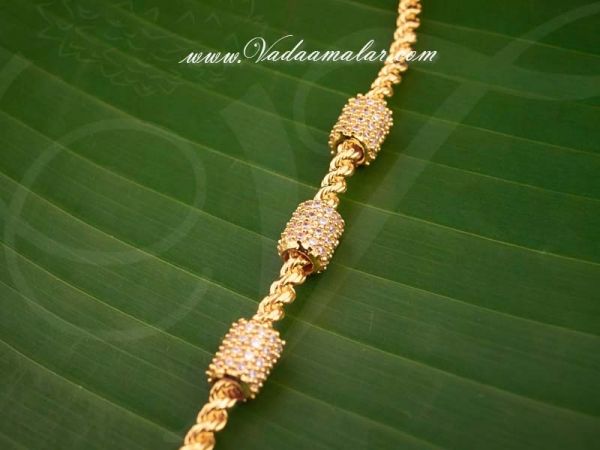 Micro Gold Plated India Chain With Amercian Diamond Stones Balls Buy Now
