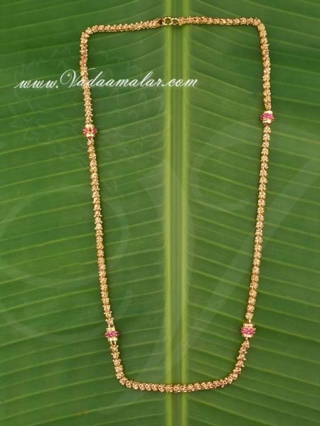 Micro Gold Plated India Chain With Ruby Stones Balls Buy Now