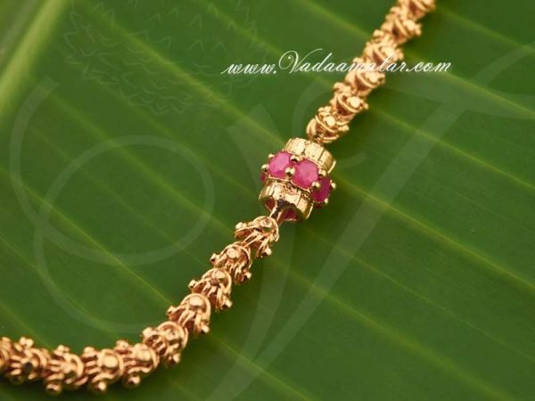 Micro Gold Plated India Chain With Ruby Stones Balls Buy Now