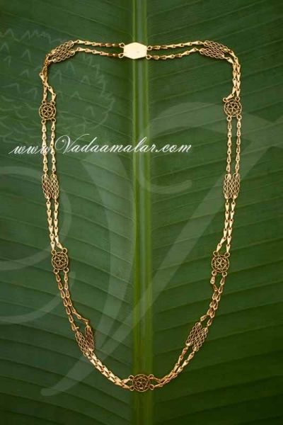 24 InchTraditional Retta Pattai Vada Gold Plated Long Chain 2 Rows of Chain Buy Online 