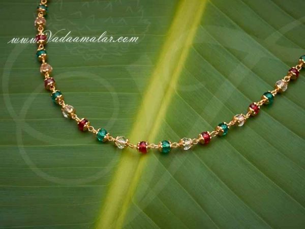 Multi Color Crystal Beads Gold Plated Chains Mala Buy online 