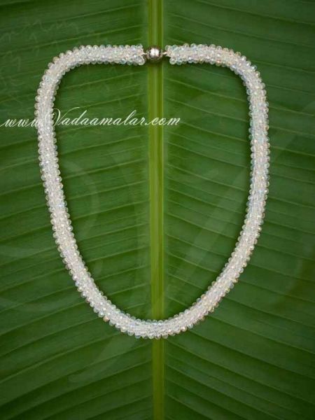 White Crystal Beads Necklace Trendy Indian Bollywood Necklace