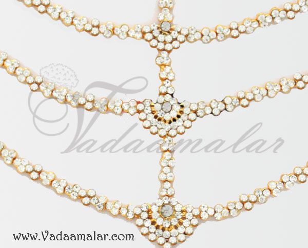 White Stone Maang Tikka Hair jewellery set Indian Bridal ornament