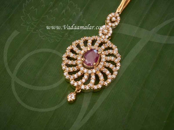 American Diamond Tikka jewellery Ruby Stone Pendant Chutti Buy online