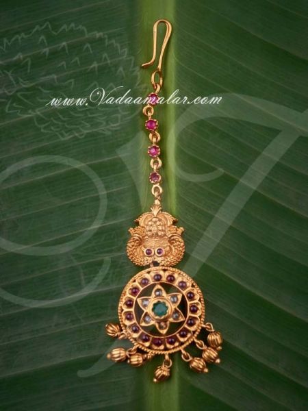 Antique design Temple Jewellery Maang Tikka Chutti Indian Head Oranements