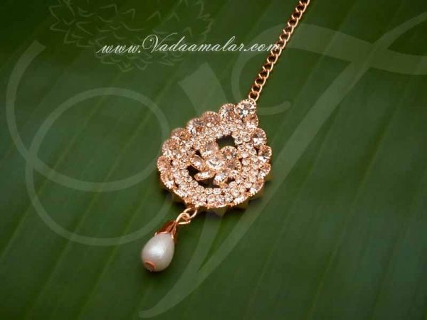 Maang Tikka Nethi Chutti White with Gold Color Stones Buy online