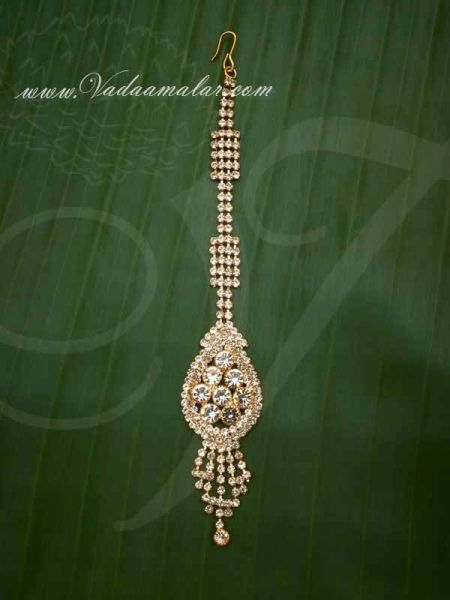 Maang Tikka Nethi Chutti White with Gold Color Stones Buy online