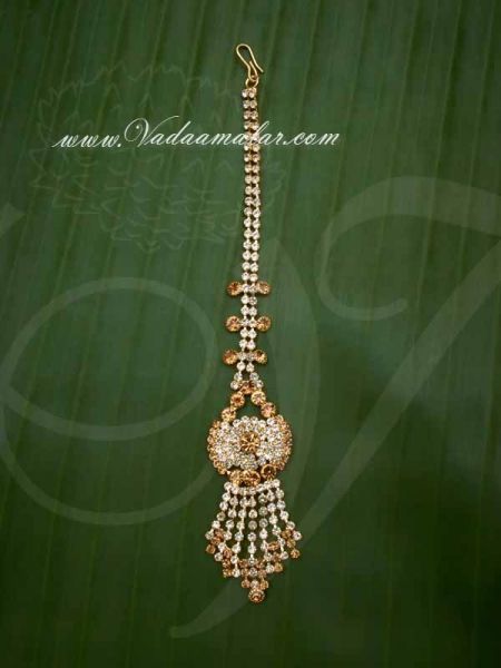 Maang Tikka Nethi Chutti White with Gold  Color Stones Buy online