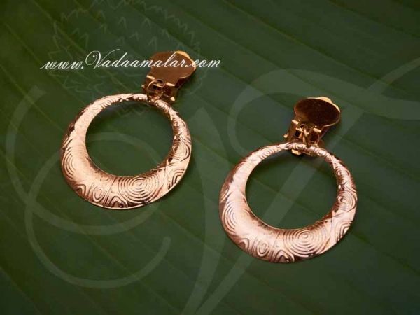 India Fancy Dress Dress Earrings Clip On Imitation Gold Ear Hangings