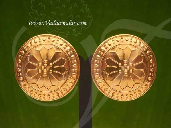 Kerala Koodiyattom Earrings Imitation Gold Flower Design Round Ear Stud Buy Now
