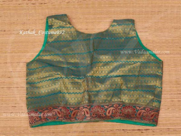 Kathak Jacket Coat Dance Costume For Kameez Green Color - 34 Size