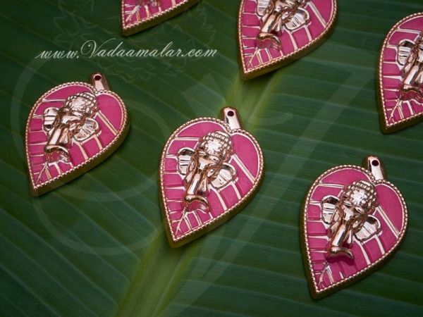 Ganesha on Leaf Decoration Art Pendent in Gold Finish Buy Online 6 pieces