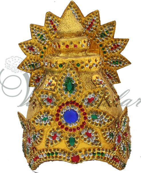 Crown Indian King Maharajah Kreedam Headgear Accessories Indian God Goddess
