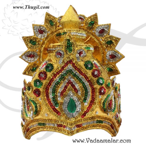 Crown Indian King Maharajah Kreedam Headgear Accessories Indian God Goddess