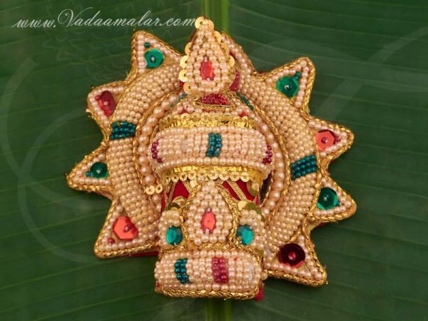 Devi Durga Saraswathi Hindu God Multi Color Crown pearl Mukut 