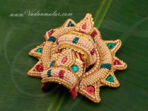 Devi Durga Saraswathi Hindu God Multi Color Crown pearl Mukut 