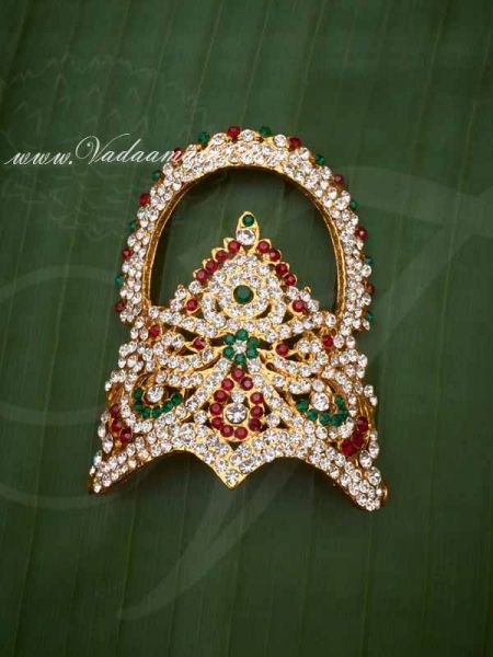 3 inches Small Size Multi Colour Hindu Deity Crown Mukut Kreedam Head Ornaments 