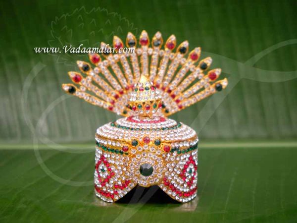 Crown For Hindu God Krishna Murugar Mukut Kreedam Buy Now 4 inches 